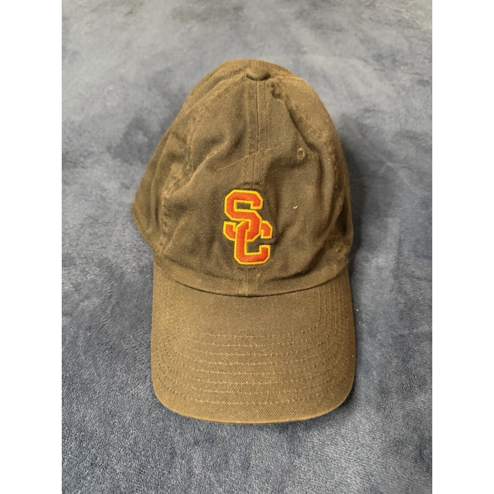 Vtg Nike USC Trojans Heritage86 Logo Adjustable Hat Y2K Fade Black Mens Cap